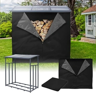 Afbeelding van Metalen haardhoutrek 185x185x70 cm antraciet ML Design