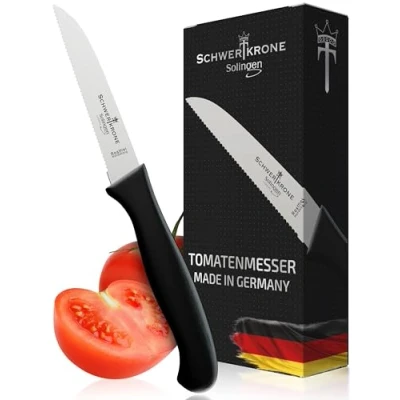Afbeelding van Schwertkrone Set van Professionele Tomatenmessen Roestvrij Staal met Beukenhouten Handvat Solingen Kwaliteit