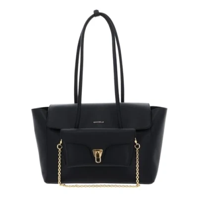 Afbeelding van Coccinelle Double Beat Grained Leather Handbag Noir