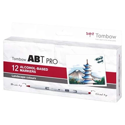 Afbeelding van Tombow ABTP 12P 4 ABT PRO alcoholmarker met twee punten, 12 delige set, Landscape Colors