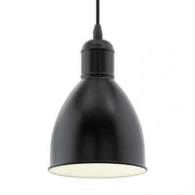 Afbeelding van EGLO Vintage Priddy hanglamp 1 Lichts Ø15.5 cm Zwart, Wit