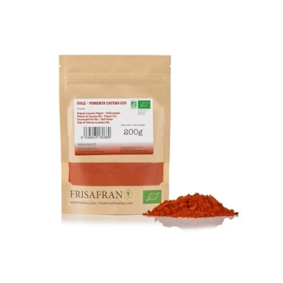 Afbeelding van FRISAFRAN Organic Cayenne Powder Stimuleert de spijsvertering Oorsprong Spain 200 g