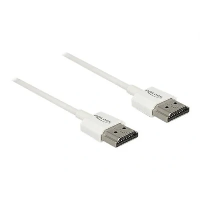 Afbeelding van Delock High Speed HDMI with ethernet kabel met male naar 1 m drievoudig afgeschermd wit 4K ondersteuning