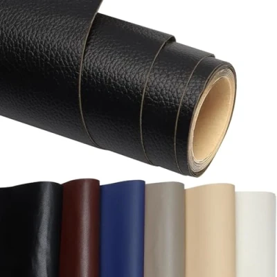 Afbeelding van Patch autocollant en cuir synthétique 44 x 200 cm de réparation Pour canapés, sacs à main, vestes, sièges voiture, meubles Noir