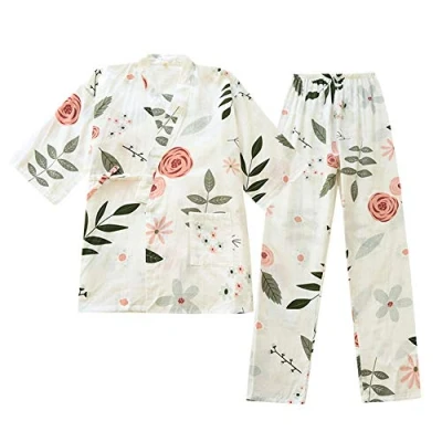 Afbeelding van OWLONLINE Japanse kimono pyjama voor dames, van puur katoen, L, Kleur: 13 L