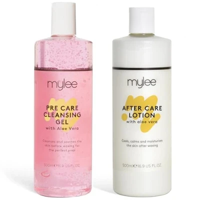 Afbeelding van Mylee Pre &amp; After Care Kit (2x500ml) Huidkoeler Kalmerende Lotion Post Ontharingsmiddel Huidverzachtende Vochtinbrengende Crème Verrijkt met Aloë Vera
