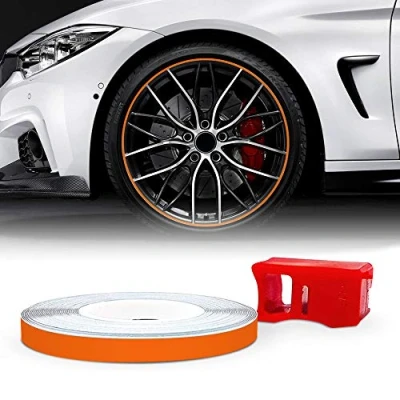 Afbeelding van 4R Quattroerre.it Refractieve Wheel Trim strips voor autovelgen, oranje, 5 mm x 6 MT