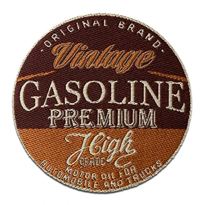 Afbeelding van Vintage Gasoline motorfiets auto Patch opstrijkbare patches appliques, Grootte: 6,6 x cm