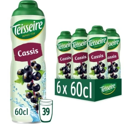 Afbeelding van Teisseire Zwarte bessensiroop voor verfrissende dranken, cocktails, recyclebare jerrycan, 6 x 60 cl