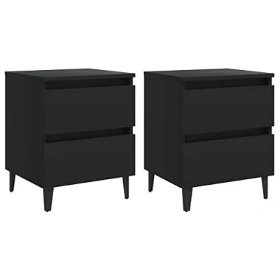 Afbeelding van Nachtkastjes 2 st 40x35x50 cm bewerkt hout zwart