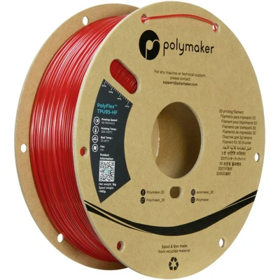 Afbeelding van Polymaker PolyFlex TPU 95A High Speed Filament 1.75 mm Translucent Red 1 Kg