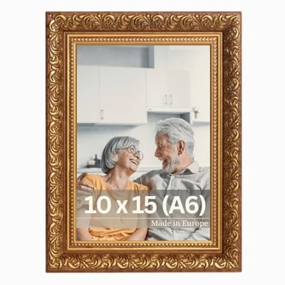Afbeelding van Victor antieke fotolijst&quot;Rubens&quot; bruin goud in 10x15 cm Rand: 30x20 mm echt glas barok