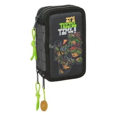 Afbeelding van Driedubbele Pennenzak Teenage Mutant Ninja Turtles Zwart Grijs 12,5 x 19,5 5,5 cm 36 Onderdelen