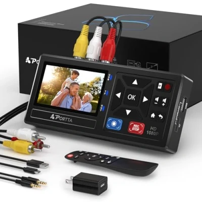 Afbeelding van PORTTA VHS naar digitale converter, videocassette met afstandsbediening, RCA HDMI converter compatibel VHS, VCR, DVR, DVD, Hi8, Mini DV, cassettetape, gaming consoles