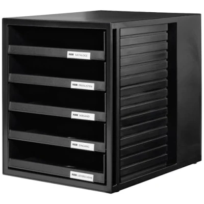 Afbeelding van HAN 1401 13 lademodule 5 laden, open voor C4, 275 x 320 330 mm, zwart