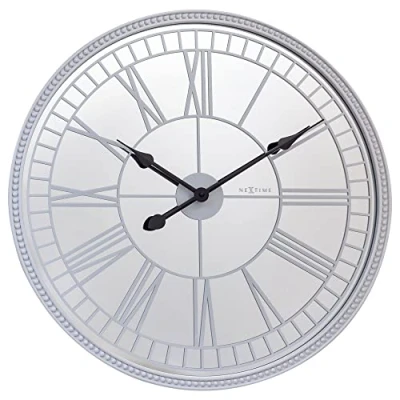 Afbeelding van Nextime Ne 3255Wi Spiegelklok 43Cm Stille Wandklok Landelijk Wit &amp;Quot;Cleopatra&amp;Quot;
