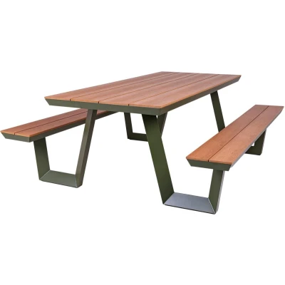Afbeelding van MaximaVida aluminium picknicktafel Bermuda 200 cm olijfgroen
