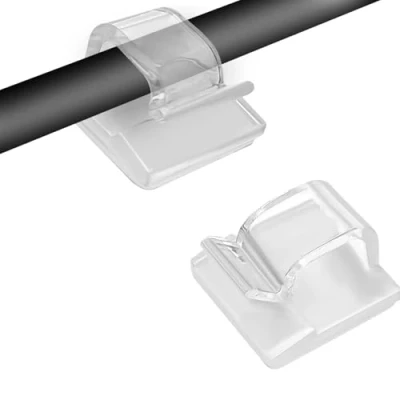 Afbeelding van Dazkzooy 60 stuks kabelhouders Kabelclips voor buiten, transparant, zelfklevend, kabelbeheer, kabelclips, haken kabelbevestiging, lichtketting