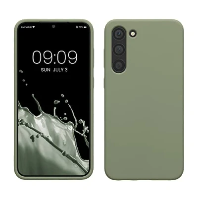 Afbeelding van kwmobile telefoonhoesje geschikt voor Samsung Galaxy S23 Plus Hoesje met siliconen coating Smartphone case in grijsgroen
