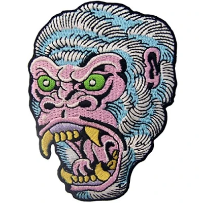 Afbeelding van ZEGIN Geborduurde patch in de vorm van een brullende gorilla, om te naaien of lijmen met strijkijzer
