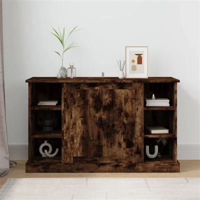 Afbeelding van Dressoir 100x35,5x60 cm bewerkt hout gerookt eikenkleurig