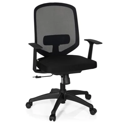 Afbeelding van Bureaustoel Met Armleuning Stof/Netstof Zwart Ergonomisch