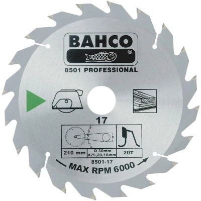 Afbeelding van BAHCO 8501 4 cirkelzaagblad met hardmetalen tanden, voor draagbare machines, grove vertanding, hout, 16 TPI, 140 mm