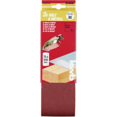 Afbeelding van kwb 912308 Schuurbandset Korrelgrootte 80 (l x b) 510 mm 75 3 stuk(s)