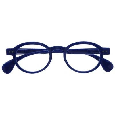 Afbeelding van OPULIZE OCA Leesbril rond montuur modern retro glanzend blauw heren en dames veerscharnieren R54 3 +1,50