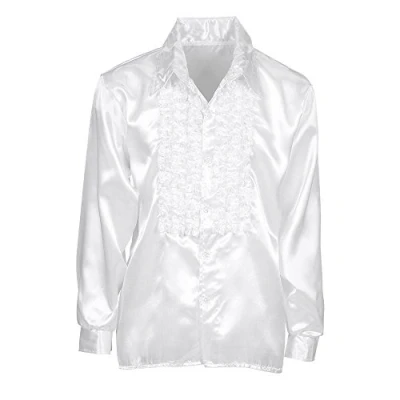 Afbeelding van Widmann Jaren 80 &amp; 90 Kostuum Lekker Foute Rouchenblouse Wit Man / Beige XL Carnavalskleding Verkleedkleding
