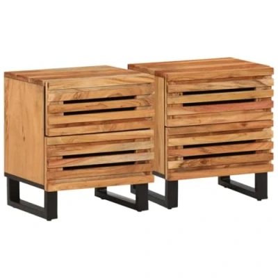 Afbeelding van Nachtkastjes 2 st 40x33x46 cm massief acaciahout