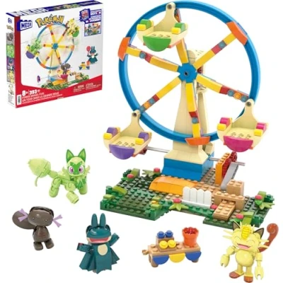 Image de MEGA Pokémon Roue panoramique Adventure Builder Jeu de 393 pièces Avec les personnages Sprigatito, Meowth, Wooper Paldea et Munchlax​, jouet pour enfant 8 ans HXF80