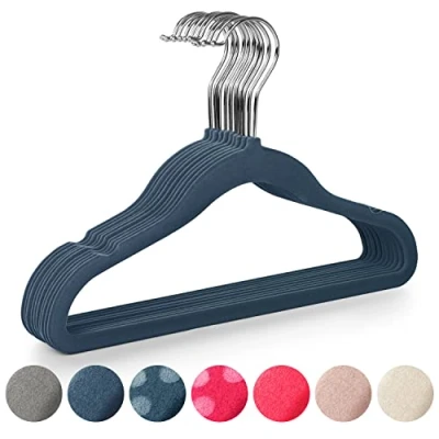 Afbeelding van Laleni Fluwelen Kledinghangers Kinderen Kleerhangers Peuter Donkerblauw Set van 30