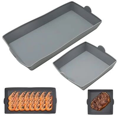 Afbeelding van Taartplaat, broodbakvorm, bakplaat, anti aanbaklaag, siliconen bakvorm, 2 stuks, ovenschaal, ovenplaat, siliconen, cakevorm, oven, friteuse, bakken, accessoires (grijs)