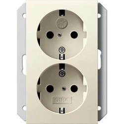 Afbeelding van Gira Systeem 55 wandcontactdoos randaarde 16A 250V 2 voudig creme