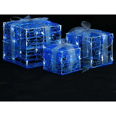 Afbeelding van Kerstverlichting geschenkdozen 3 st decoratief acryl koudwit