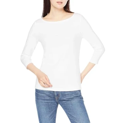 Image de Amazon Essentials T Shirt Col Bateau Uni Coupe Ajustée à Manches 3/4 Women&#039;s, Blanc, XS