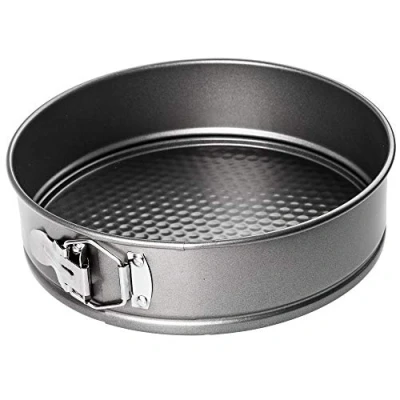 Afbeelding van KADAX Ronde springvorm van staal met antiaanbaklaag, platte bodem, drukknop, ring, lekvrije taartvorm, zilveren taartvorm (diameter 26 cm)