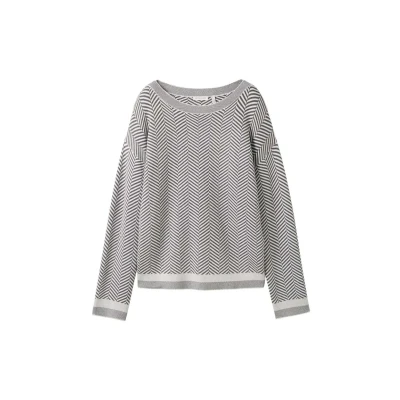 Afbeelding van TOM Tailor MIT Lenzing Ecovero Trui, Dames, Maat: Medium, Anthrazit knit heringbone