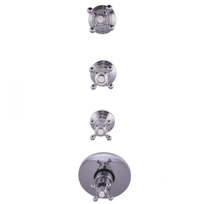Afbeelding van PB Classic nostalgische Inbouw douche thermostaat met 3 stopkranen chroom