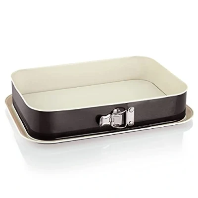 Afbeelding van Grizzly Springvorm 35 x 24 cm, zwart crème, met bescherming tegen lekken, anti aanbaklaag, groot, hoge rechthoekige bakvorm