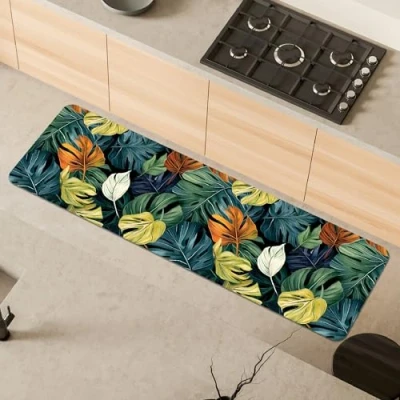 Afbeelding van Comart, Austin Keukentapijt van polyester, bedrukt, antislip, peperomia, 50 x 170 cm