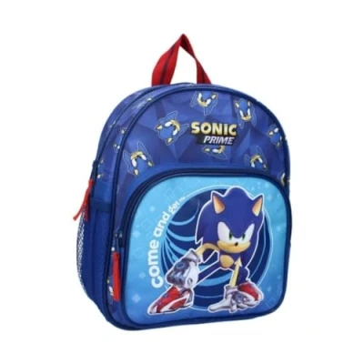 Afbeelding van mybagstory Rugzak Sonic Blauw Kind School Kleuterschool Kinderopvang Basisschool Schooltas Jongen Maat 29 cm Verstelbare bandjes Cadeau idee, Blauw, één maat,