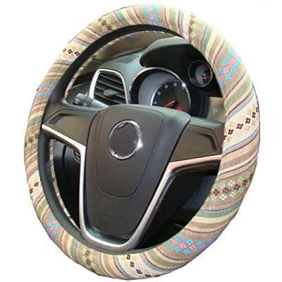 Afbeelding van Mayco Bell 2018 Etnische Stijl Grof Vlas Doek Automotive Stuurhoes Antislip en Zweetabsorptie Auto Wrap Cover (H)