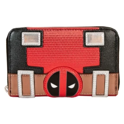 Afbeelding van Loungefly Marvel Deadpool Metallic Collection Portemonnee met ritssluiting, rood, één maat, Rood