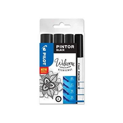 Afbeelding van Verfstift Pilot Pintor zwart etui à 4 stuks ass breedtes