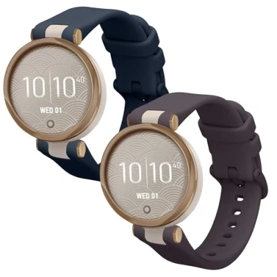 Afbeelding van kwmobile 2x horlogebandjes geschikt voor Garmin Lily Sport bandje Smartwatch bandjes van TPU Activity tracker horloge band in donkerblauw / lavendel