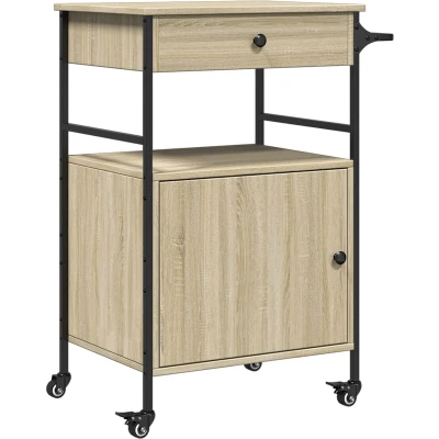 Afbeelding van Keukentrolley 56x43x89,5 cm bewerkt hout sonoma eikenkleurig