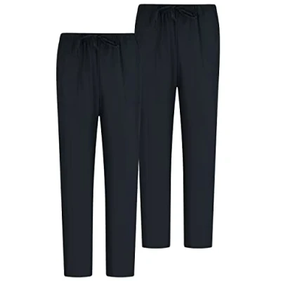 Afbeelding van Misemiya 2 stuks uniseks broek, elastische tailleband, werkuniform, kliniek, hoopital, zwart 68