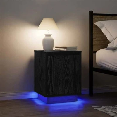 Image de VidaXL Tables de chevet avec lumières LED 2 pcs noir 38x34x50 cm861268